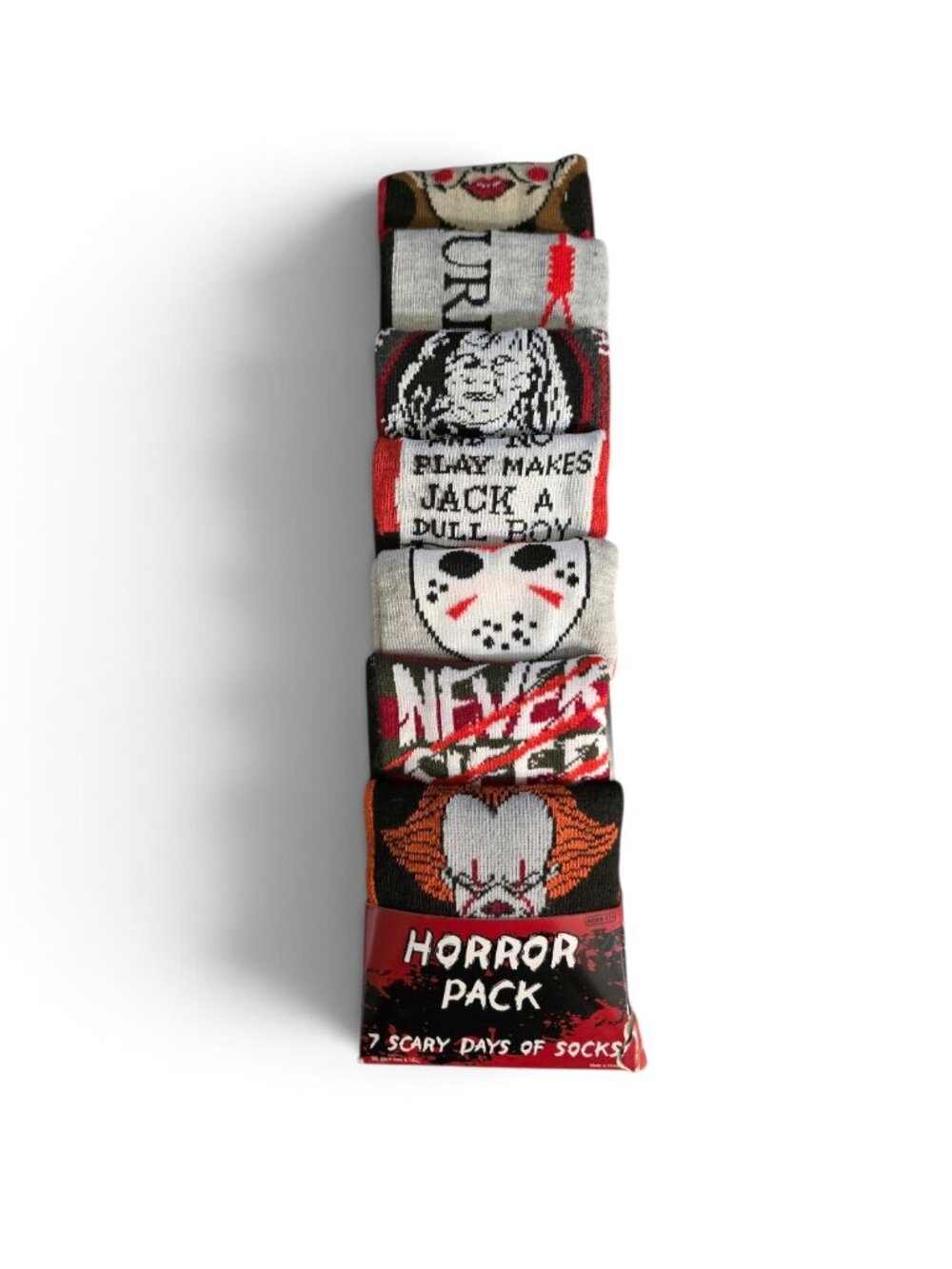 NWT Bioworld Horror Movie 7 Scary Days of Socks Gift Set IT Friday 13th Exorcist